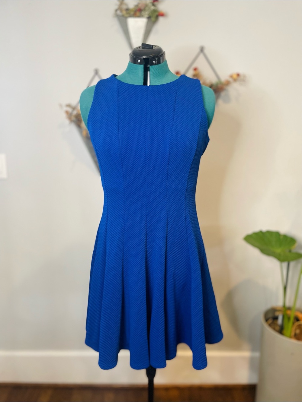 Danny & Nicole Cobalt Textured Fit and Flare Mini Dress